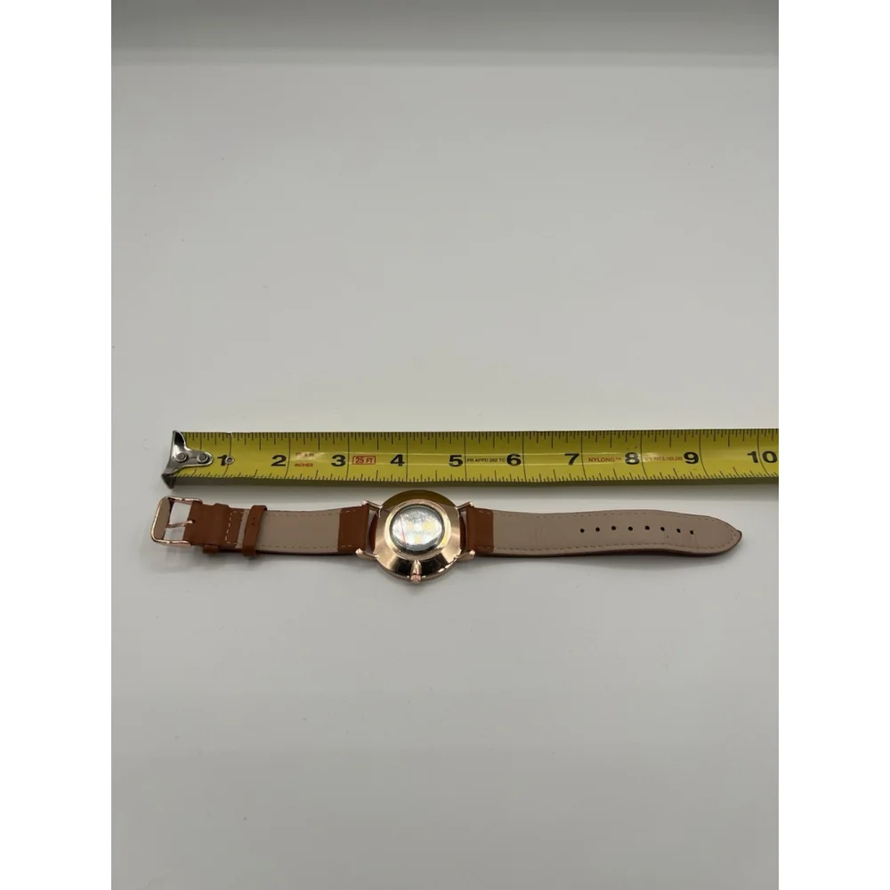 Men's Quartz Wrist Watch Black Dial Brown Leather Strap Not Tested JE SUIS
